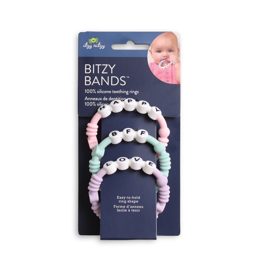 Itzy Ritzy Girls Boys Unisex Infants Bitzy Bands Teething Rings 100% Silicone The Plaid Giraffe Children's Boutique