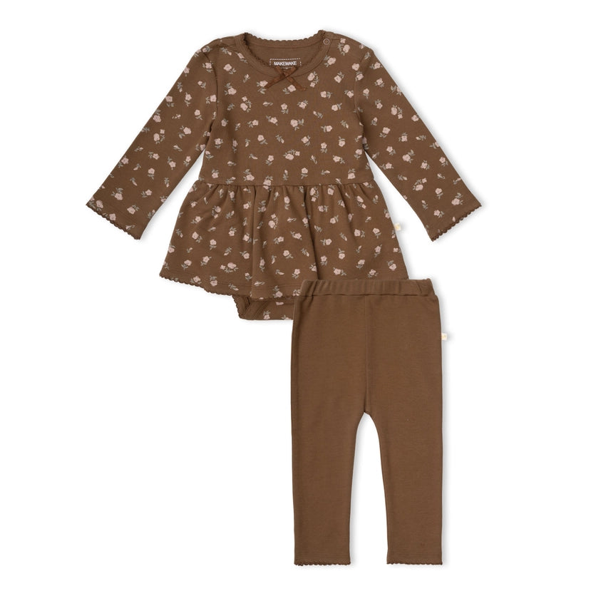 2 Piece Girls L/S Bodysuit Dress & Leggings