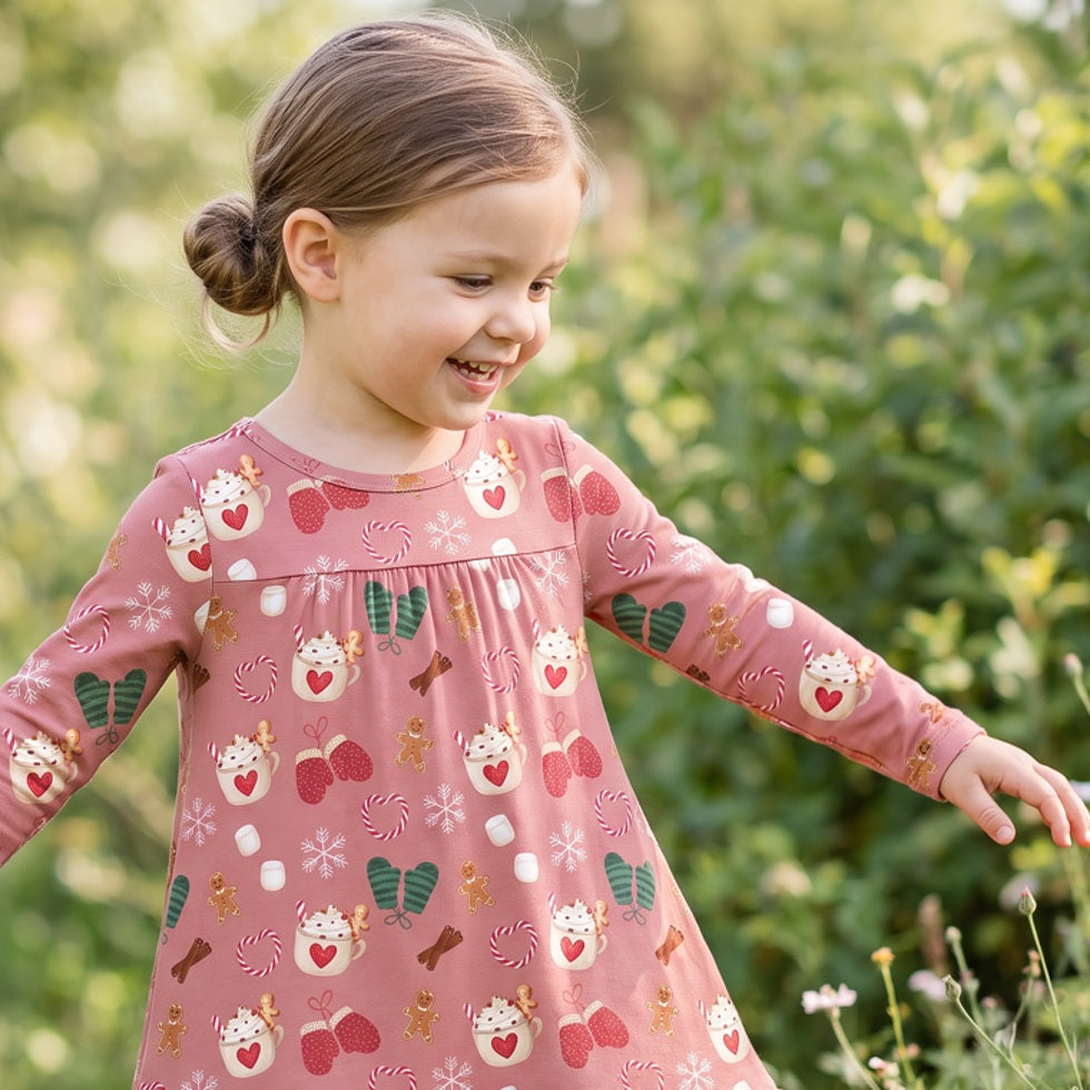 Sweet Bamboo Girls Boys Unisex Infants Toddlers Kids Juniors Nightgown Sleepwear Nightwear Christmas Holidays Hot Cocoa Mittens Candy Canes Bamboo The Plaid Giraffe Children's Boutique