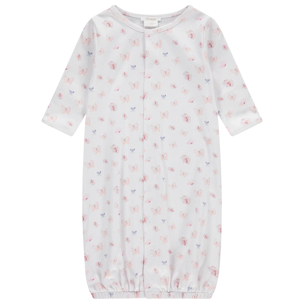 PimaLu Girls Boys Unisex Infants Converter Gown Romper Sleepwear Nightwear Elastic Bottom Butterflies 100% Pima Cotton The Plaid Giraffe Children's Boutique