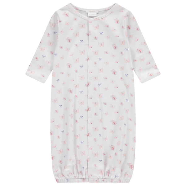 PimaLu Girls Boys Unisex Infants Converter Gown Romper Sleepwear Nightwear Elastic Bottom Butterflies 100% Pima Cotton The Plaid Giraffe Children's Boutique