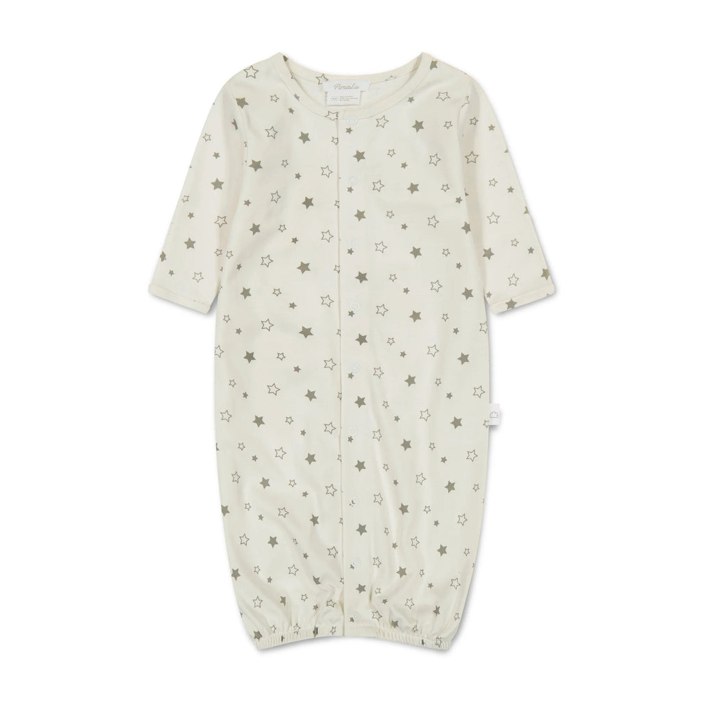 PimaLu Girls Boys Unisex Infants Converter Gown Romper Sleepwear Nightwear Elastic Bottom Stars 100% Pima Cotton The Plaid Giraffe Children's Boutique