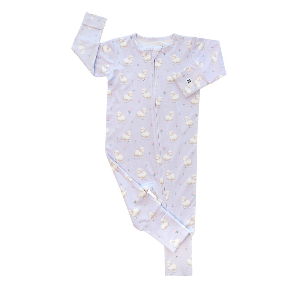 Sweet Bamboo Girls Boys Infants Toddlers Kids Juniors Convertible Footie Romper Sleeper Sleepwear Nightwear Sheep Lambs Two-way Zipper The Plaid Giraffe Children's Boutique