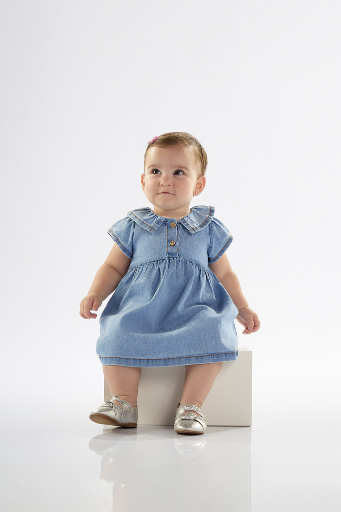 Girls Denim Dress, Light Denim / 3-6mo / IGD Girls Denim Dress, Light Denim / 3-6mo / IGD