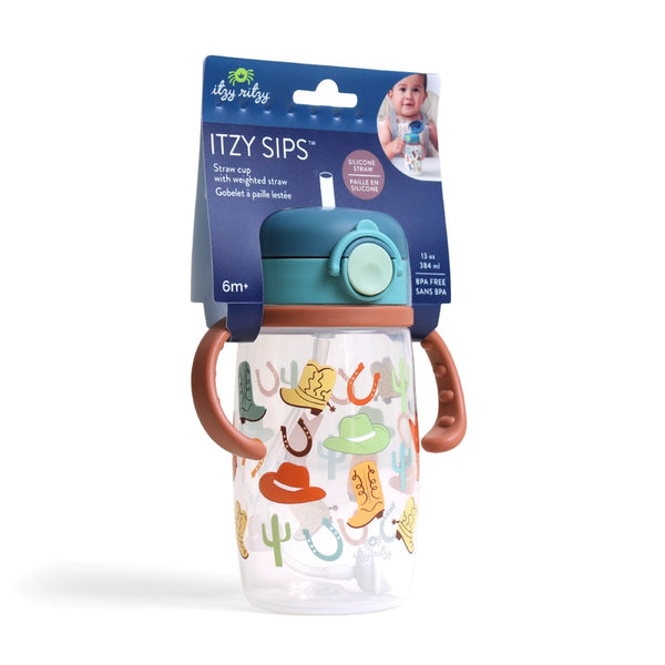 Itzy Ritzy Girls Boys Unisex Infants Toddlers Sippy Cup Cowboy Boots Hat Cactus Horseshoe BPA Free The Plaid Giraffe Children's Boutique