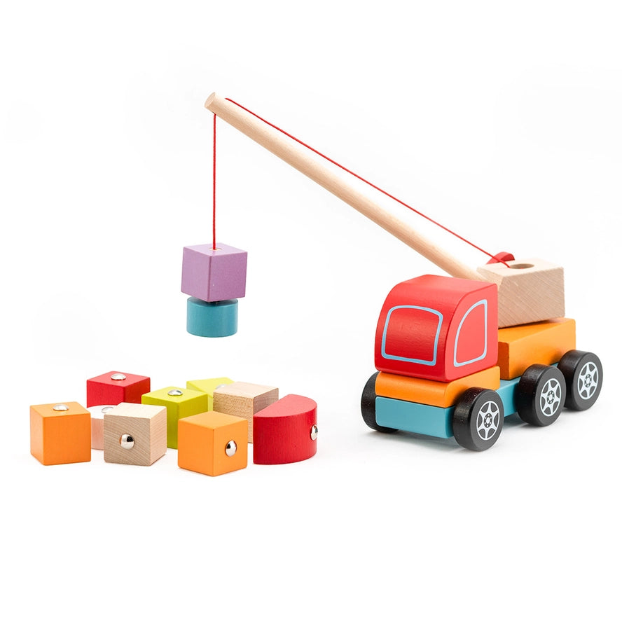 Toysmith Girls Boys Unisex Toddlers Kids Wooden Toys Crane Truck Blocks Magnetic Learning The Plaid Giraffe Children's Boutique