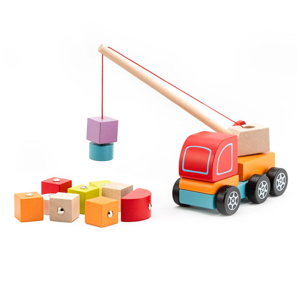 Toysmith Girls Boys Unisex Toddlers Kids Wooden Toys Crane Truck Blocks Magnetic Learning The Plaid Giraffe Children's Boutique