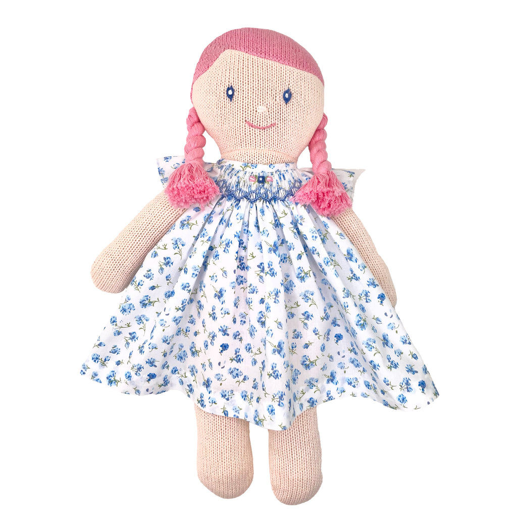 Petit Ami Boys Girls Infants Toddlers Kids Knit Doll w/Smocked Yoke Dress Flowers The Plaid Giraffe Childrens Boutique