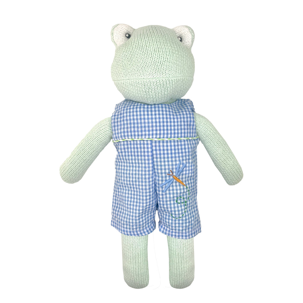 Petit Ami Boys Girls Infants Toddlers Kids Frog Knit Doll w/Romper The Plaid Giraffe Childrens Boutique