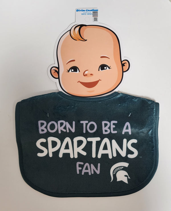 Wee Ones, Inc Girls Boys Unisex Bibs Eating Spartans Michigan State The Plaid Giraffe Childrens Boutique