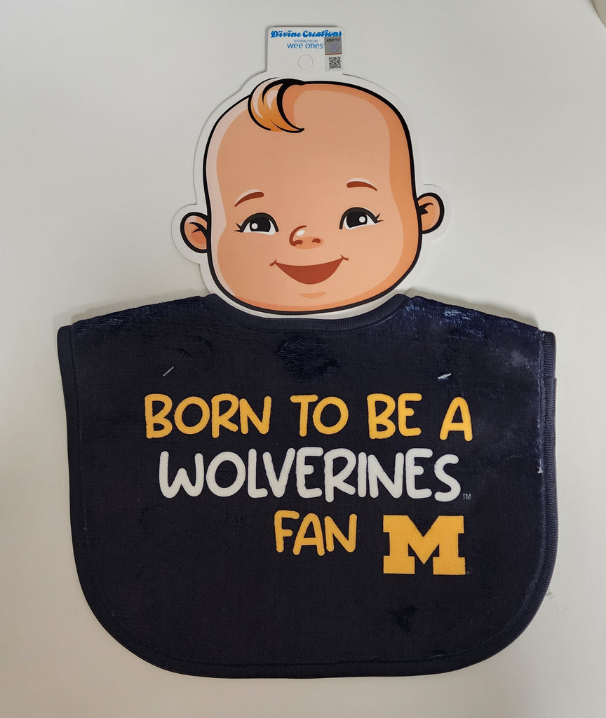 Wee Ones, Inc Girls Boys Unisex Bibs Eating Wolverines University of Michigan The Plaid Giraffe Childrens Boutique