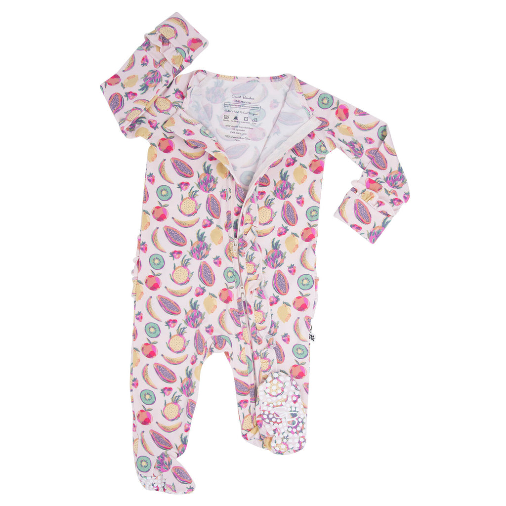 Girls Ruffle Tropical Fruit Footie