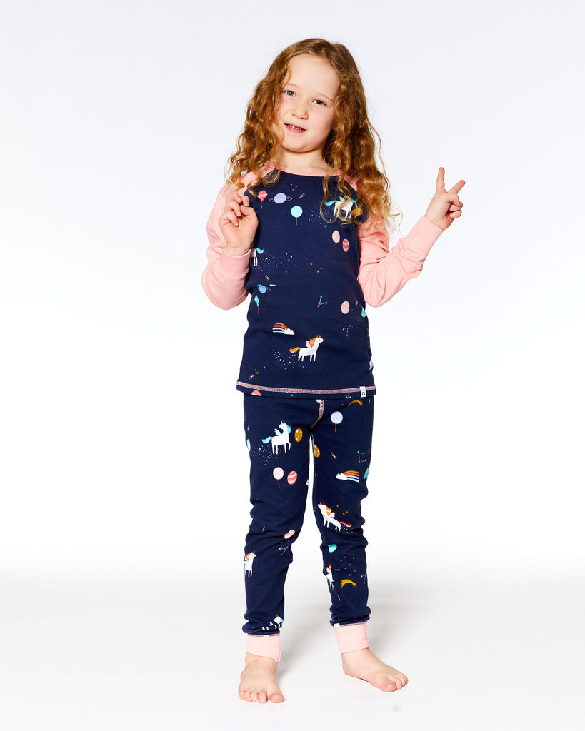 Deux Par Deux Girls Infants Toddlers Kids Juniors Pajamas Sleepwear Nightwear Unicorns Planets Space 100% Organic Cotton The Plaid Giraffe Childrens Boutique