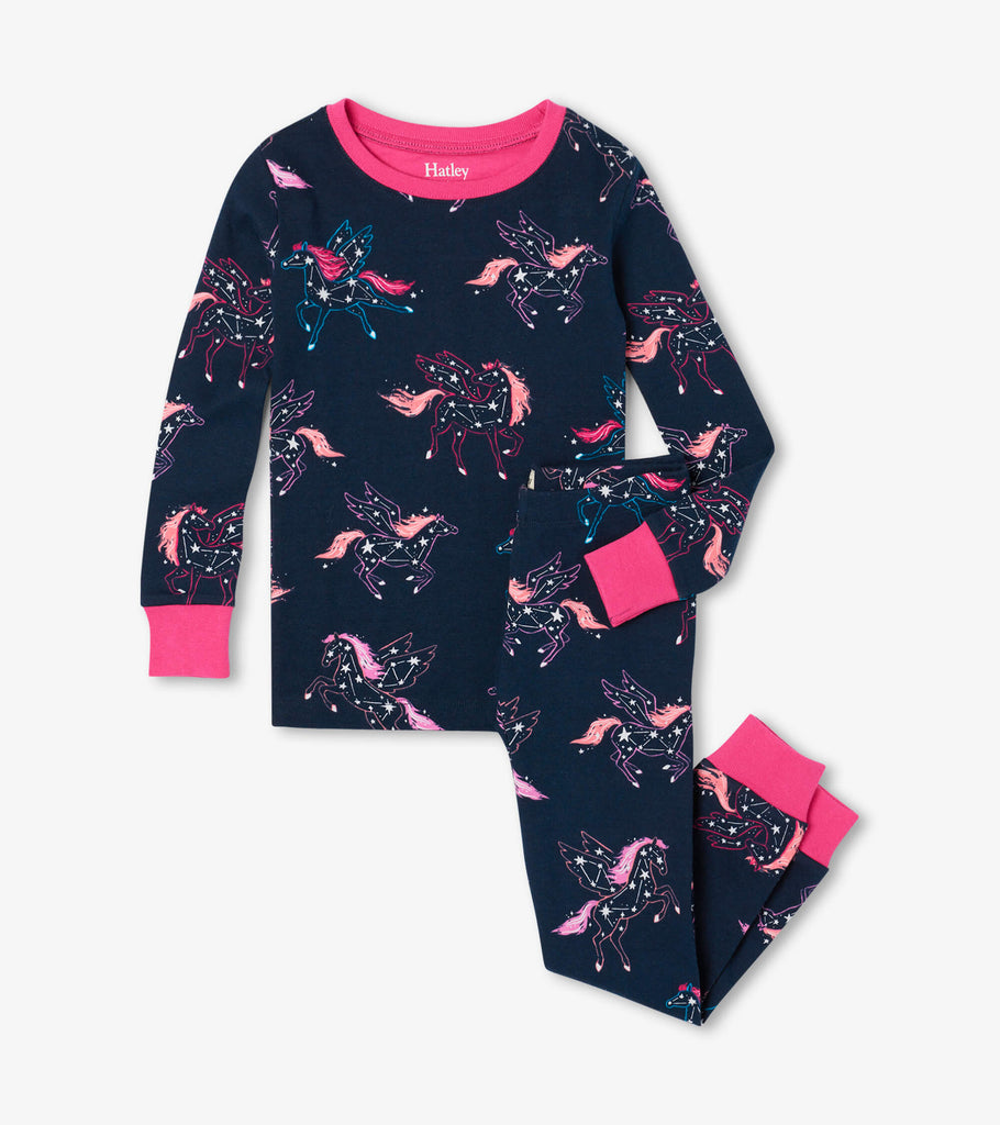 Hatley Girls Toddlers Kids Juniors Pajamas Sleepwear Nightwear 100% Organic Cotton Constellations Pegasus Stars The Plaid Giraffe Childrens Boutique