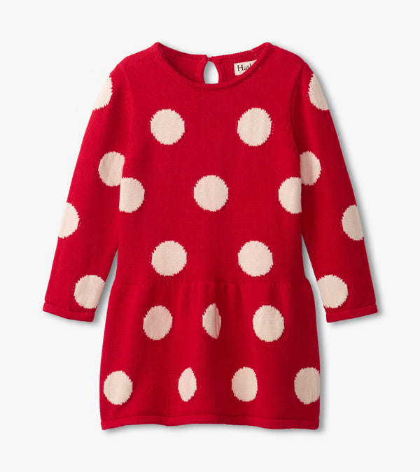 Hatley Girls Infants Toddlers Sweater Dress Polka Dots 100% Cotton The Plaid Giraffe Childrens Boutique