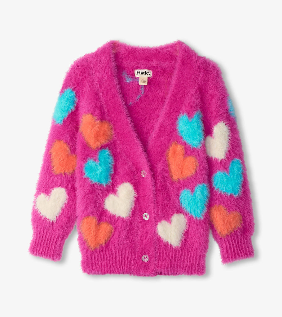 Hatley Boys Girls Infants Toddlers Kids Juniors Fuzzy Cardigan Hearts The Plaid Giraffe Childrens Boutique