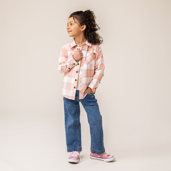 Noruk Boys Girls Infants Toddlers Kids Juniors Overshirt Pink Plaid 100% Cotton The Plaid Giraffe Children's Boutique