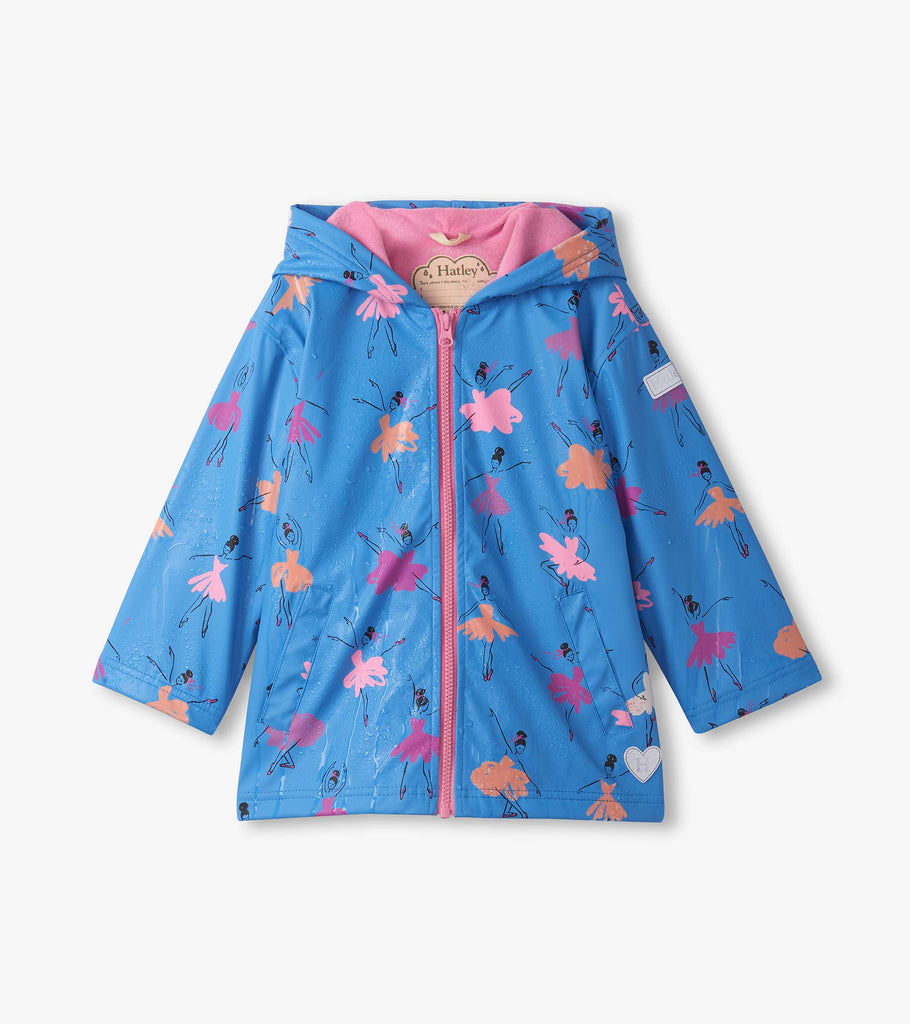 Hatley Girls Boys Toddlers Kids Juniors Raincoat Hood Lined Color Changing Ballerinas The Plaid Giraffe Children's Boutique