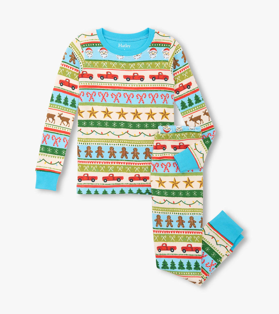 Hatley Boys Girls Infants Toddlers Kids Juniors Pajamas Sleepwear Nightwear Holiday Bows Candy Canes Stars Santa Angels Christmas Trees Bells Christmas Holidays 100% Organic Cotton The Plaid Giraffe Children's Boutique