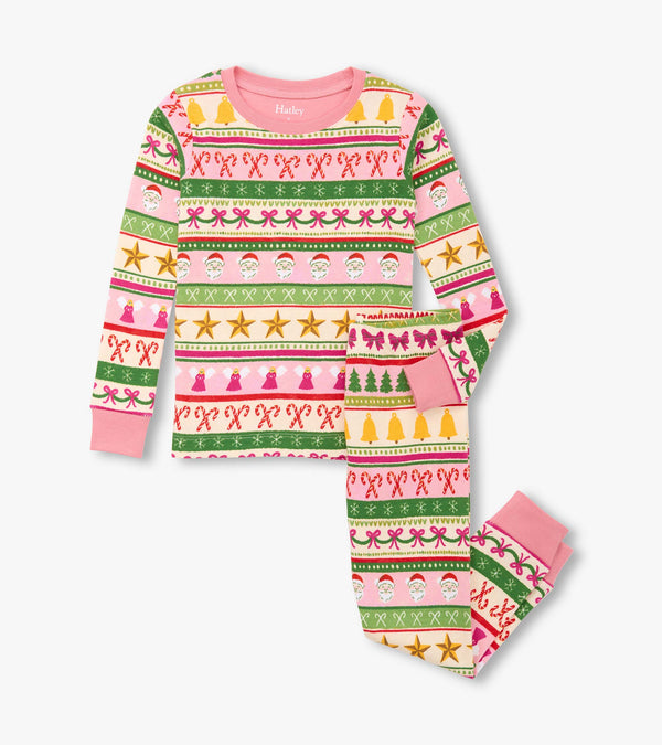 Hatley Boys Girls Infants Toddlers Kids Juniors Pajamas Sleepwear Nightwear Holiday Bows Candy Canes Stars Santa Angels Christmas Trees Bells Christmas Holidays 100% Organic Cotton The Plaid Giraffe Children's Boutique