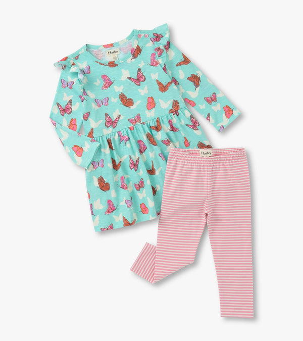 Hatley Girls Boys Toddlers Kids Juniors Top Leggings Stripes Butterflies 100% Cotton The Plaid Giraffe Children's Boutique
