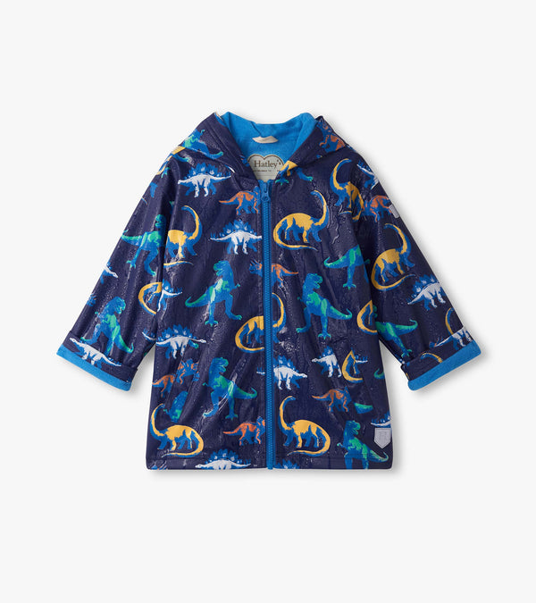 Hatley Girls Boys Toddlers Kids Juniors Raincoat Hood Lined Color Changing Dinosaurs The Plaid Giraffe Children's Boutique