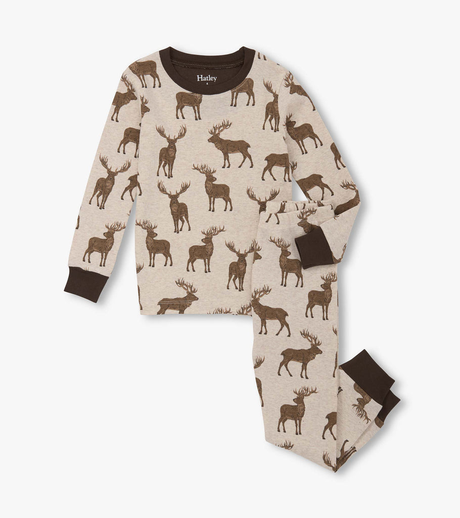 Hatley Girls Boys Toddlers Kids Juniors Pajamas Sleepwear Nightwear Breakfast Stags Deer Elk Hunting Forest Animals Organic Cotton The Plaid Giraffe Children's Boutique