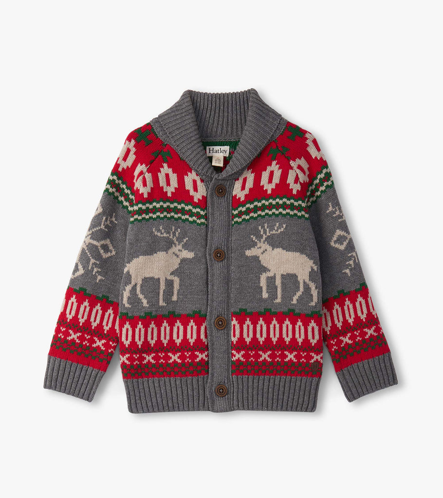 Hatley Boys Girls Infants Toddlers Kids Juniors Shawl Collar Sweater Christmas Elks Holidays The Plaid Giraffe Children's Boutique