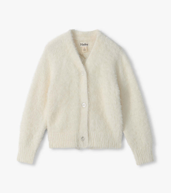 Girls Fuzzy Heart Cardigan