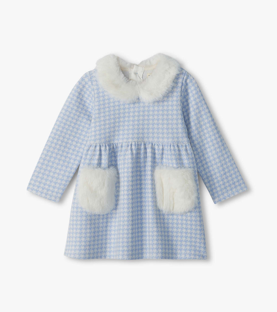 Hatley Girls Boys Unisex Infants Toddlers Kids Juniors Houndstooth Dress Faux Fur 100% Cotton Holidays Celebrations Special Occasions The Plaid Giraffe Children's Boutique
