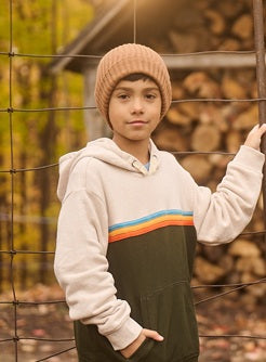 Boys Striped Yoke Hoodie