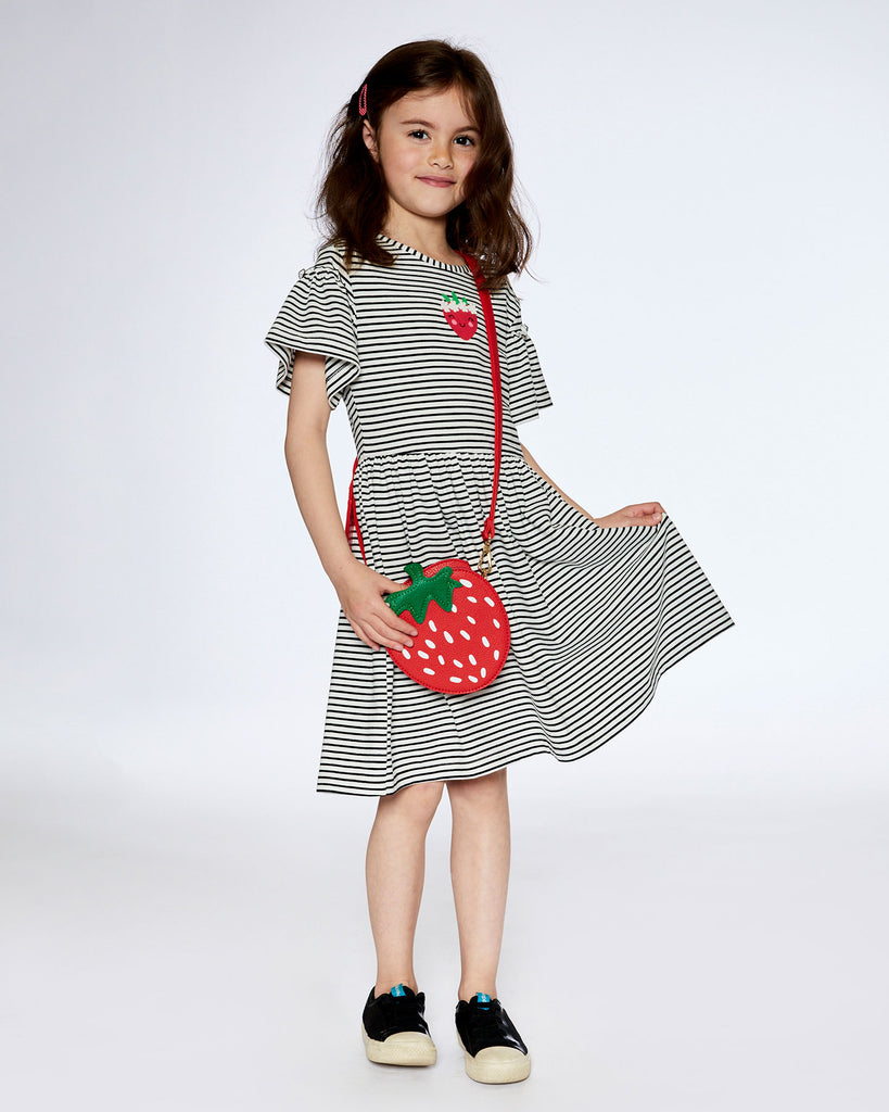 Girls S/S Strawberry Striped Dress