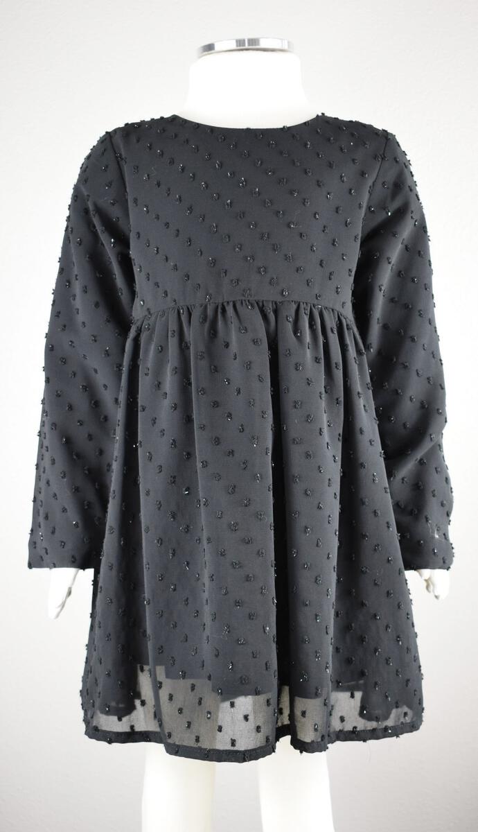 Girls L/S Swiss Dot Dress, Black / 3T / TGD