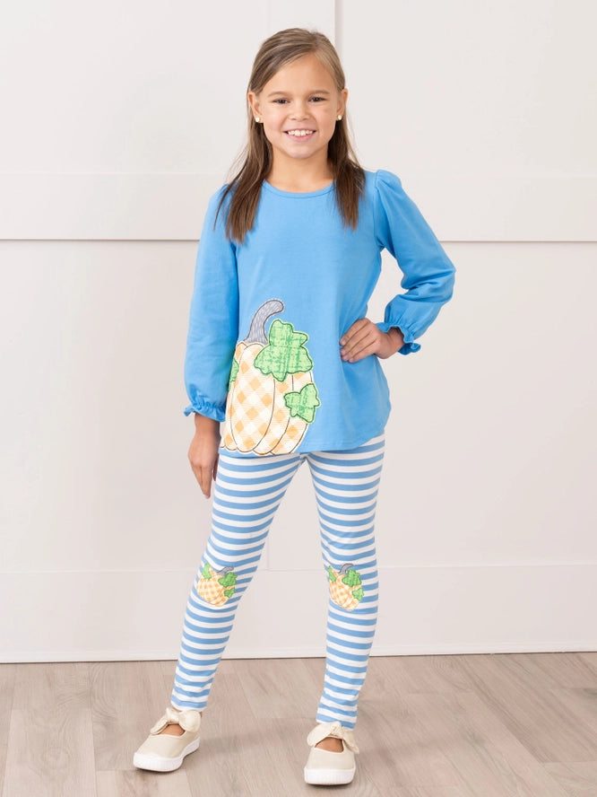 2 Piece Girls Pumpkin L/S Top & Leggings