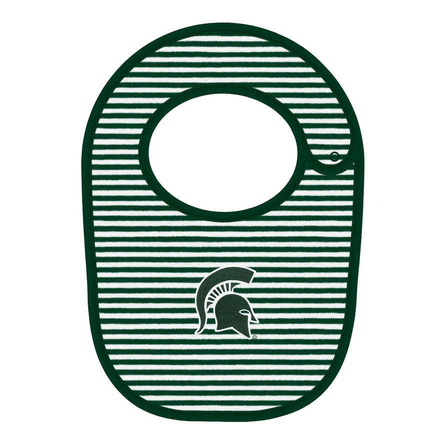 Creative Knitwear Boys Girls Infants Toddlers Kids Juniors Bib Eating Accessories Stripes Michigan State 100% Cotton The Plaid Giraffe Children's Boutique