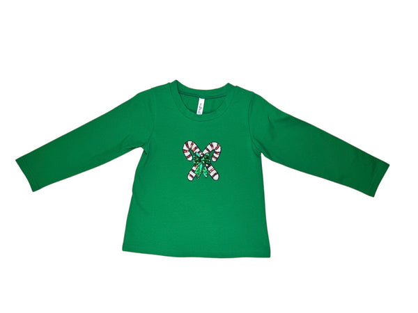 ML Kids Girls Toddlers Kids Juniors Top Shirt Candy Canes Christmas Holiday The Plaid Giraffe Children's Boutique