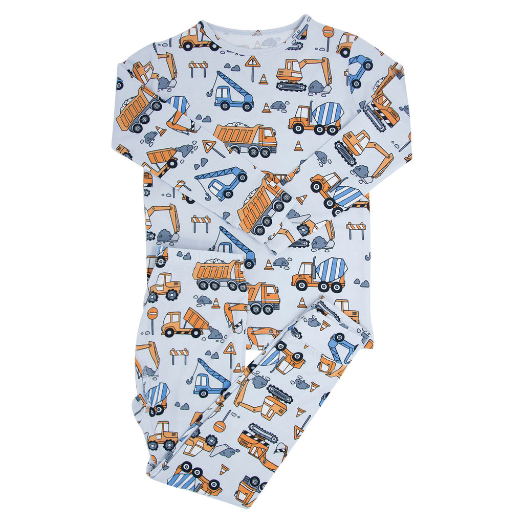 Sweet Bamboo Girls Boys Infants Toddlers Kids Juniors Pajamas Sleepwear Nightwear Uncle Kev Dump Truck Crane Backhoe Cement Truck Bamboo The Plaid Giraffe Childrens Boutique