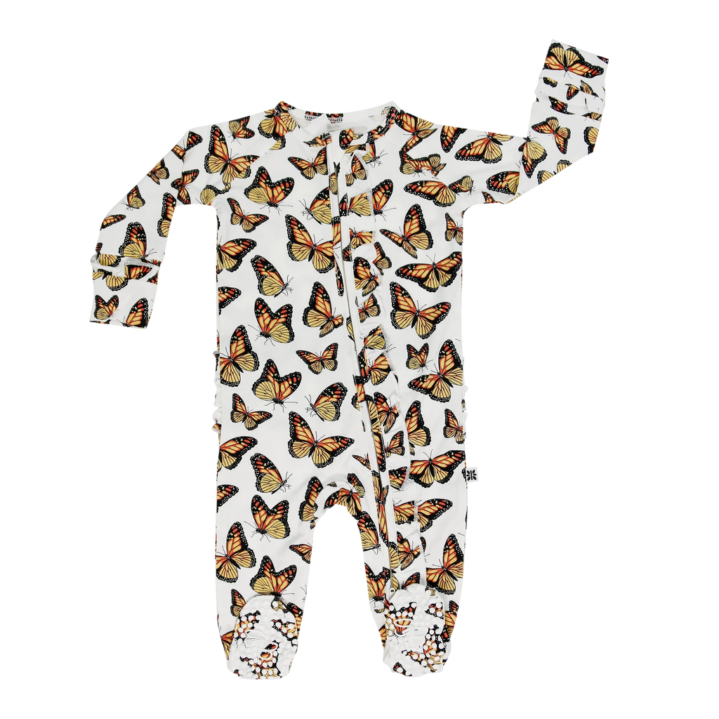Sweet Bamboo Girls Boys Infants Toddlers Kids Footie Sleeper Sleepwear Nightwear Two-way Zipper Ruffles Bamboo Butterflies The Plaid Giraffe Children's Boutique
