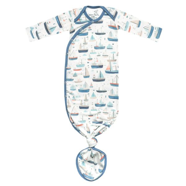 Copper Pearl Girls Boys Unisex Infants Toddlers Kids Junior Fischer Knotted Gown Sleepwear Nightwear Boats Sailboats The Plaid Giraffe Children's Boutique