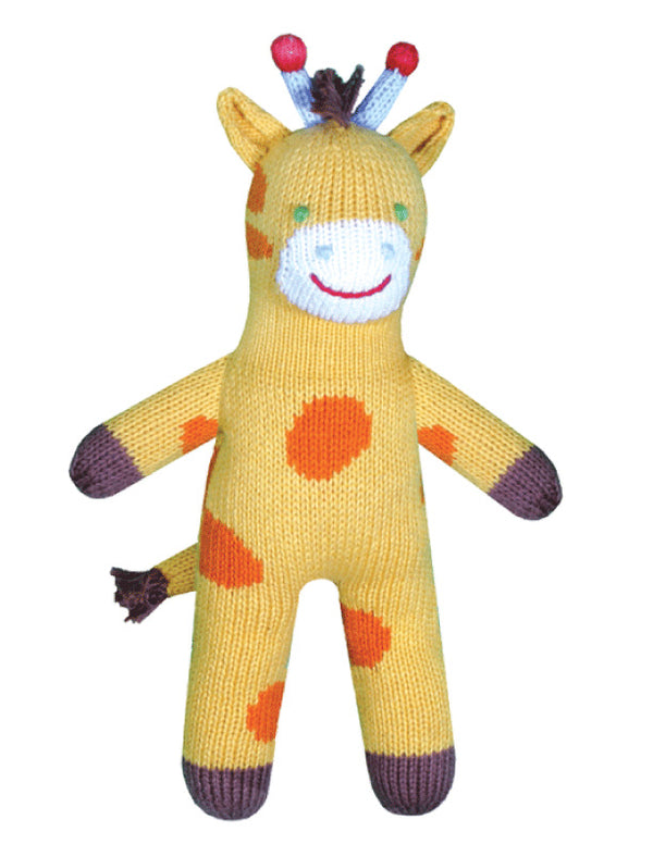 Zubels knit rattle toy giraffe The Plaid Giraffe Childrens Boutique