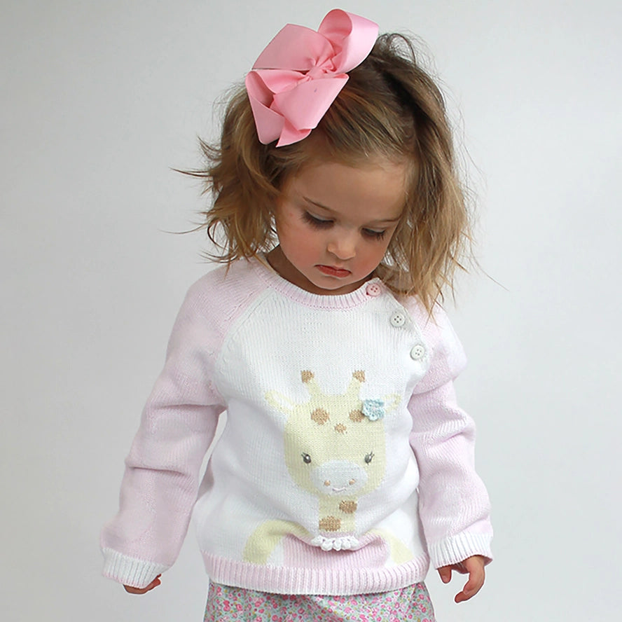 Zubels Boys Girls Infants Toddlers Kids Giraffe Sweater Jungle Animals 100% Cotton The Plaid Giraffe Children's Boutique