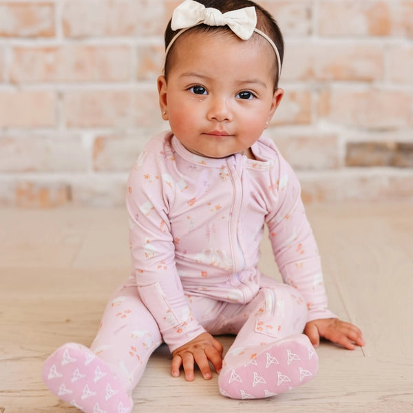 Copper Pearl Girls Boys Infants Footie Sleeper Sleepwear Nightwear Geese Goose Farm Animals Two-way Zipper The Plaid Giraffe Children's Boutique