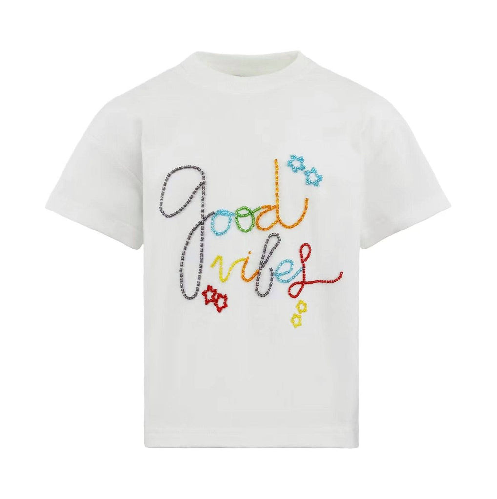 Lola and The Boys Girls Toddlers Kids Juniors T-Shirt Top Beaded 100% Cotton The Plaid Giraffe Children's Boutique