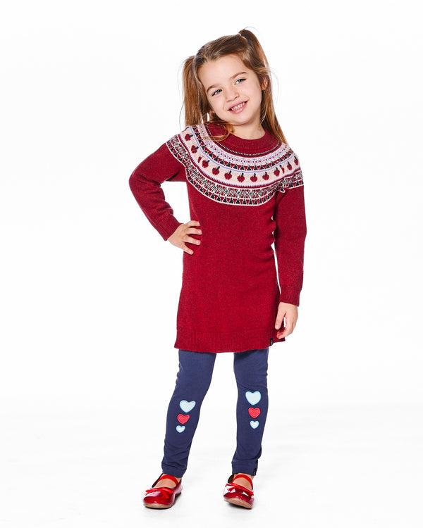 Girls Apple Jacquard Knit Dress