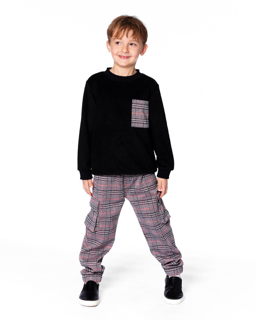 Boys L/S Shirt w/Plaid Pocket