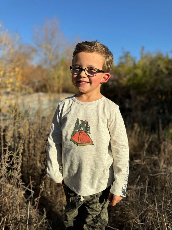 Me & Henry Boys Infants Toddlers Kids Juniors Shirt Camping Forest Trees 100% Cotton The Plaid Giraffe Children's Boutique