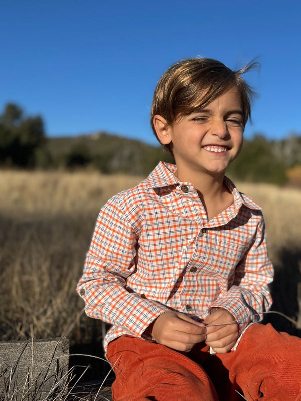 Boys L/S Atwood Orange/White Shirt