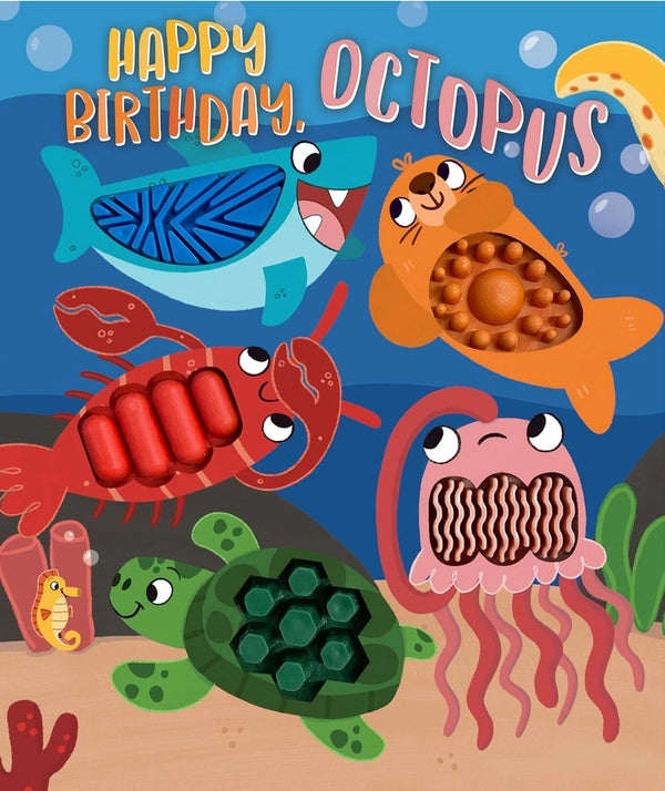 Little Hippo Books Girls Boys Infants Toddlers Kids Happy Birthday Board Book Touch and Feel Sensory Lobsters Octopus Whales Fish Turtles Ocean The Plaid Giraffe Childrens Boutique