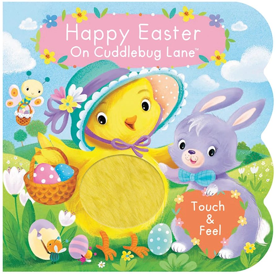 Cottage Door Press Girls Boys Infants Toddlers Kids Juniors Happy Easter On Cuddlebug Lane Board Book Learning Interactive Touch and Feel Animals Easter Holiday The Plaid Giraffe Children's Boutique