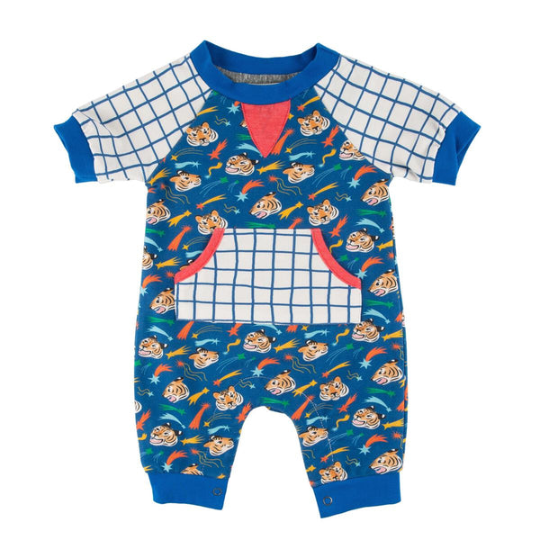 Miki Miette Boys Infants Romper Tigers Stars Plaid The Plaid Giraffe Childrens Boutique